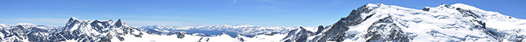Panorama of the Mont Blanc massive from the Aiguille du Midi