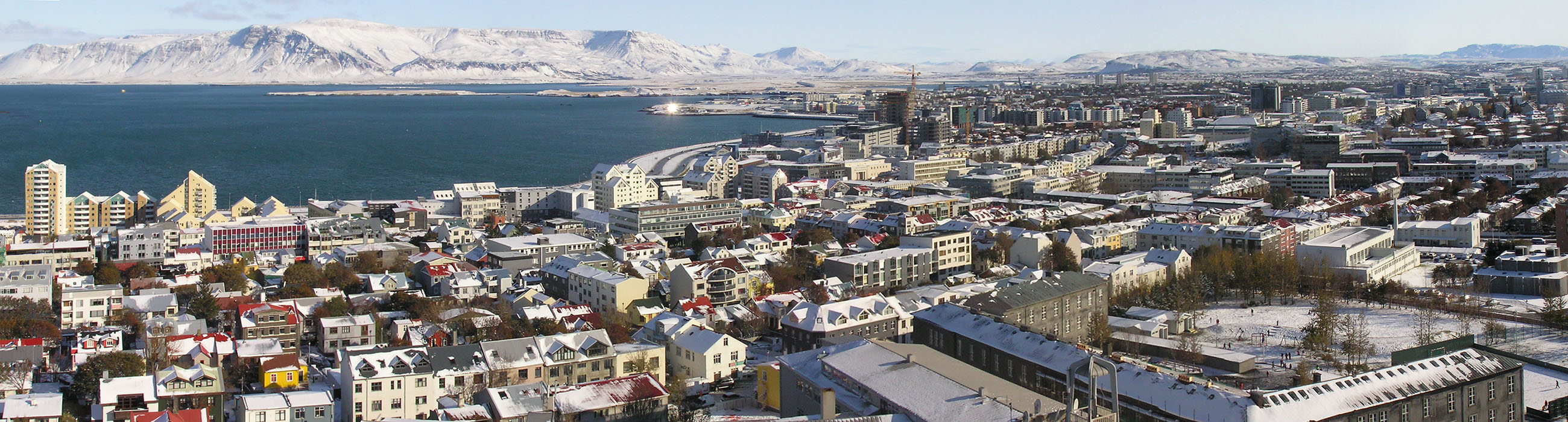 Snowy Rykjavik panorama from Hallgrímskirkja
